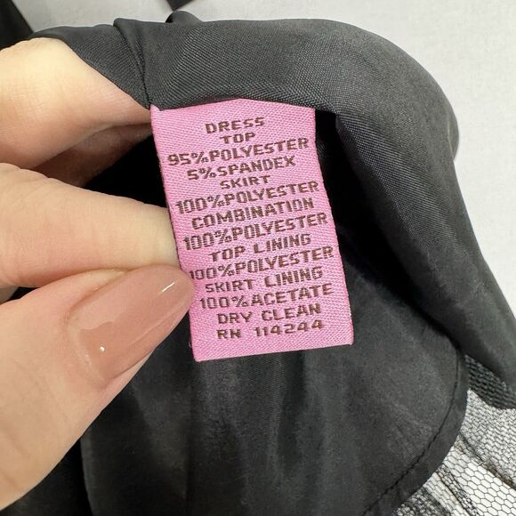 Eliza J Womens Dress 12 Black Pleated Fit & Flare Satin Midi Pinup Retro Formal - Picture 12 of 13